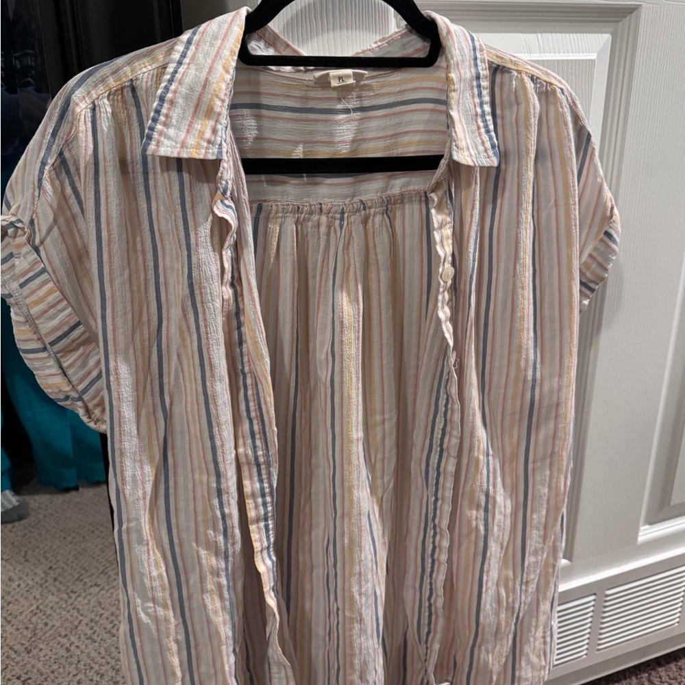 a.n.a Pastel Striped Button-Down Shirt